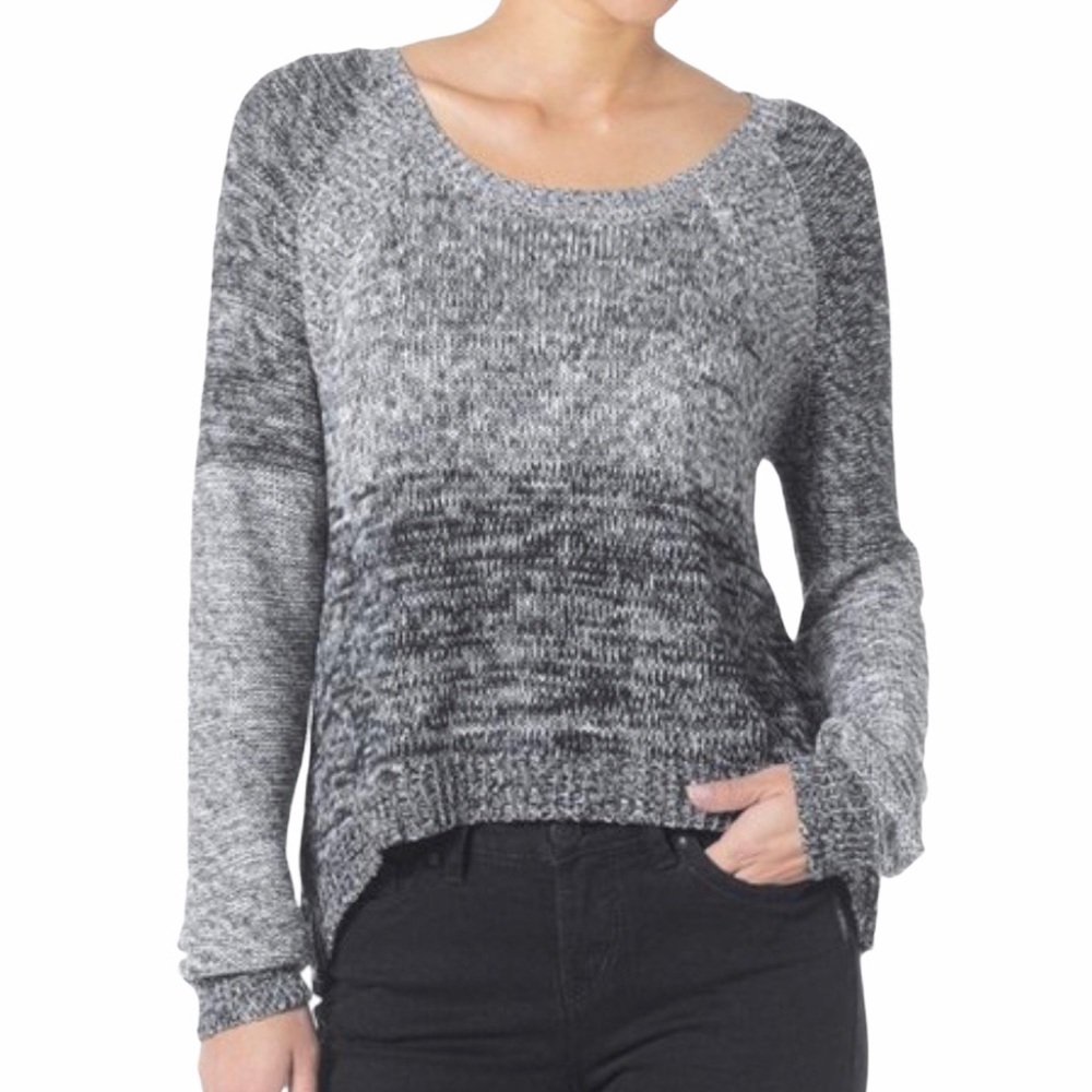 Silver Jeans Marled Gray Color Block Pullover Scoop Neck Sweater S